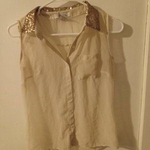 Gold Button up top